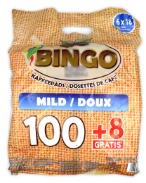 Bingo koffiepads mild 108 pads