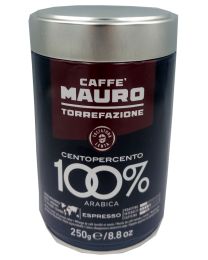 Caffe Mauro Centopercento 250g gemalen koffie in blik